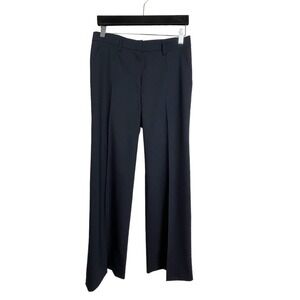 Jil Sander Sz 36 Navy Blue Wide Leg Trouser Wool Blend Pants Classic Minimalist